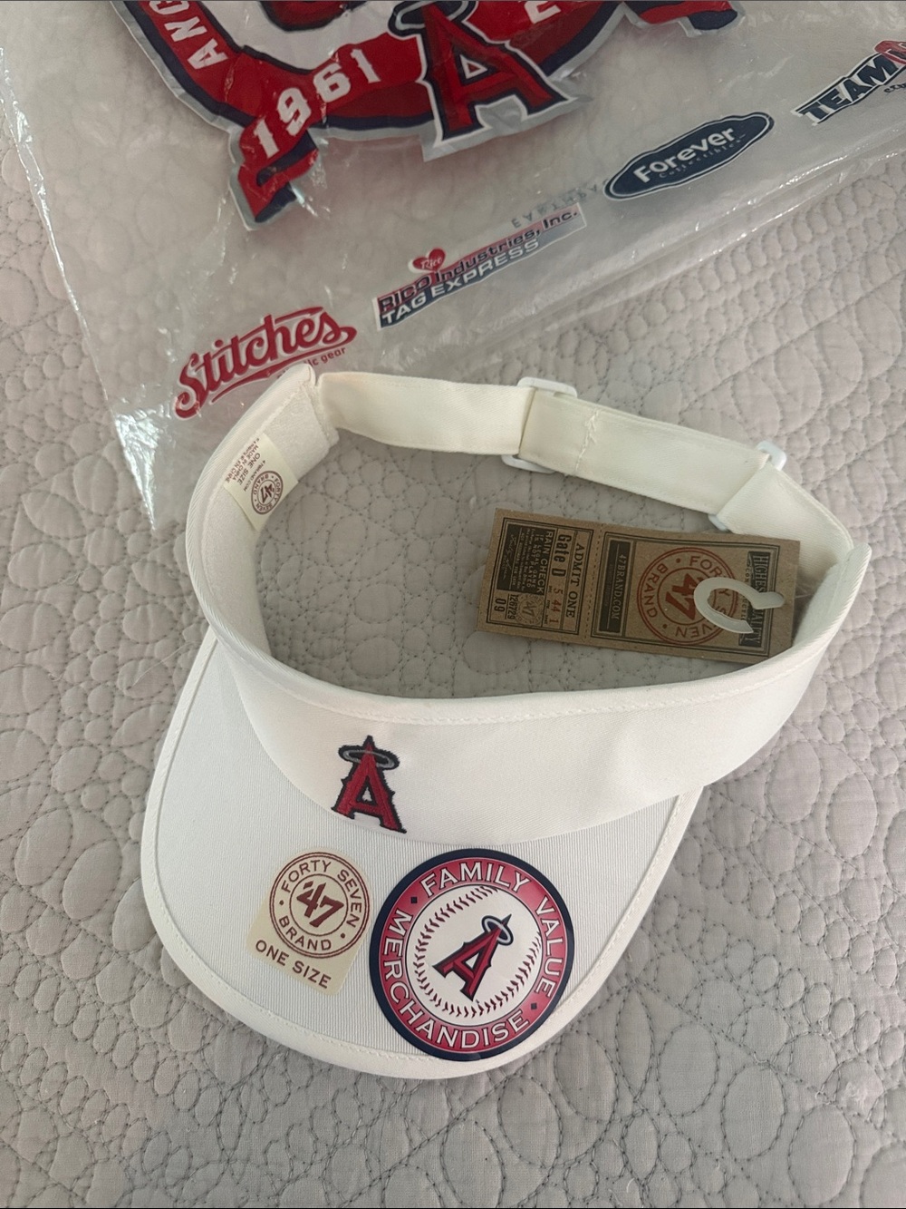 '47 White Los Angeles Angels Adjustable Visor